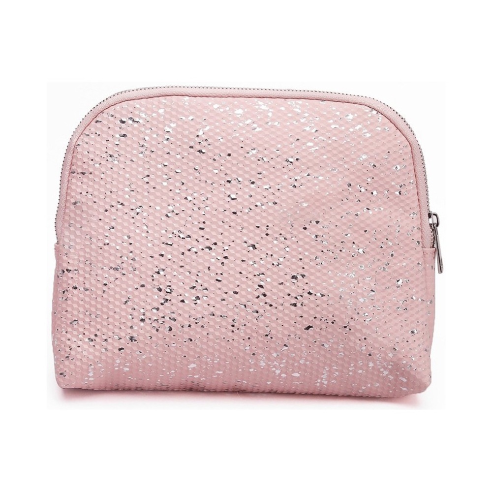 ULTA Metallic Light Pink Half Zip Cosmetic Bag